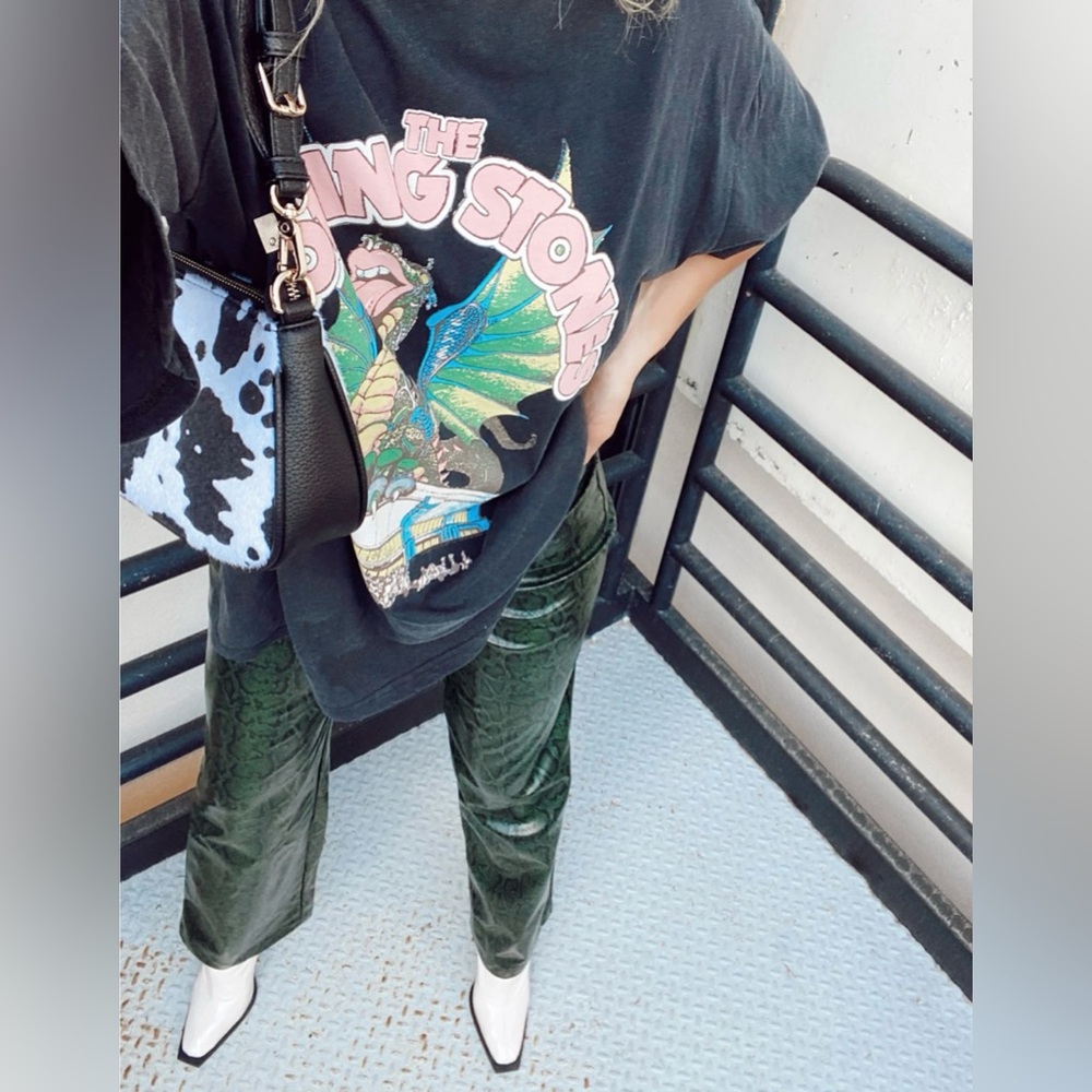 Princess Polly Green Snakeskin Faux Leather Pant